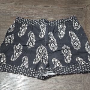 Knox Rose Black Paisley-Print Casual Cargo Shorts